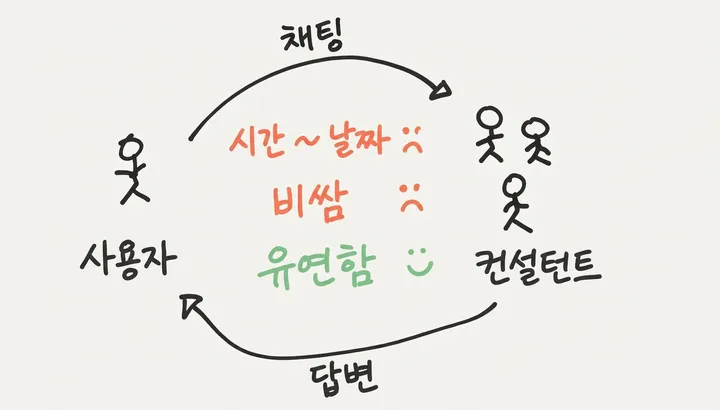 인간 컨설턴트와 상호작용하는 다이어그램