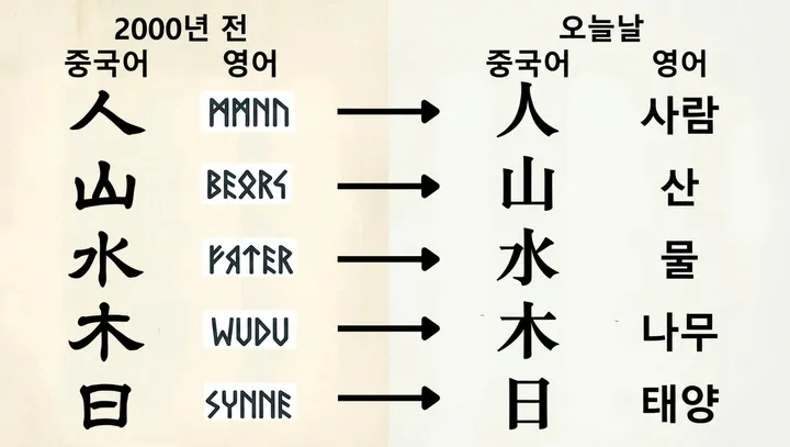 한자 문자 체계의 통일성을 보여주는 자료 이미지