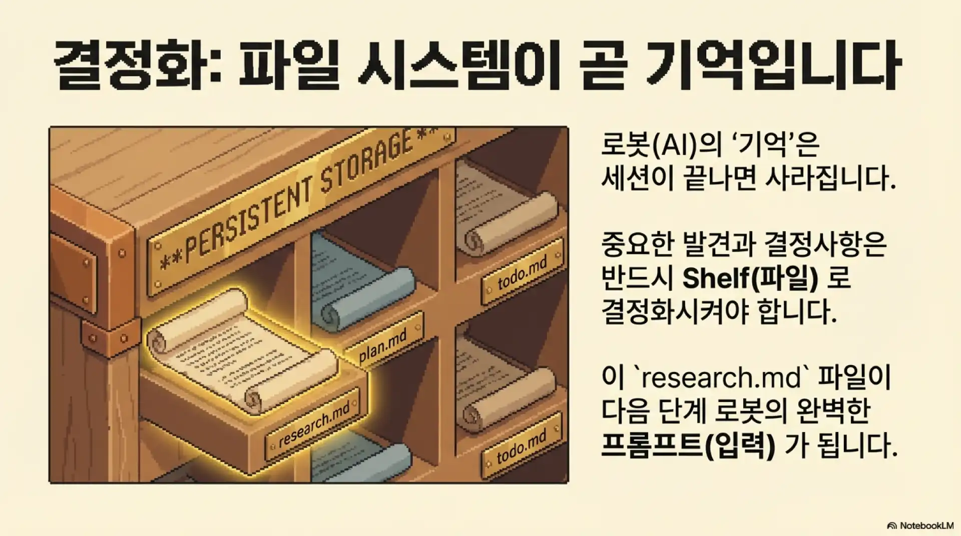 슬라이드 7: 결정화 - 파일 시스템이 곧 기억입니다