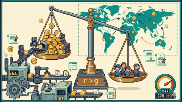 자본과 노동의 균형을 보여주는 저울