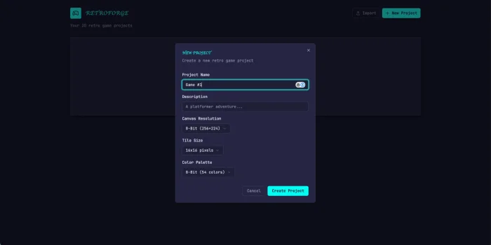 풀 하네스가 만든 앱의 초기 화면: 새 게임 만들기