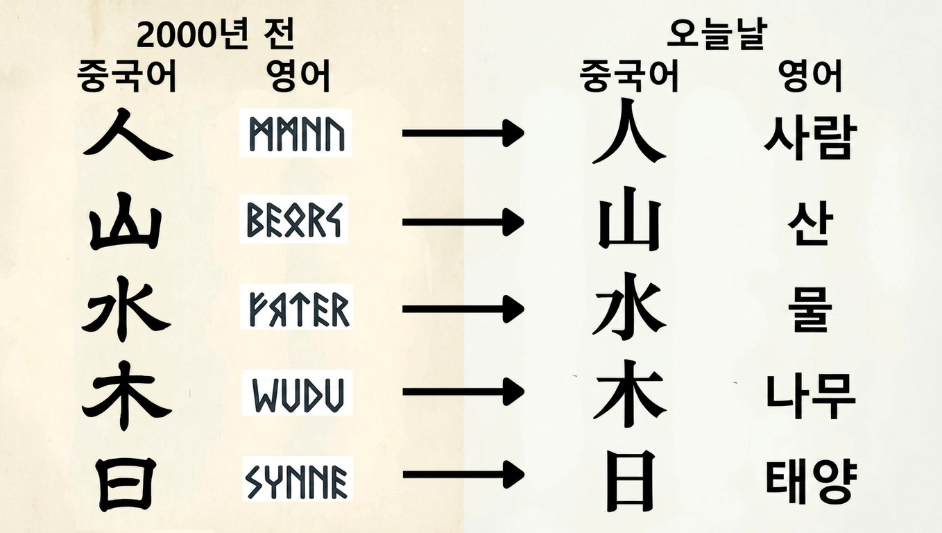 한자 문자 체계의 통일성을 보여주는 자료 이미지