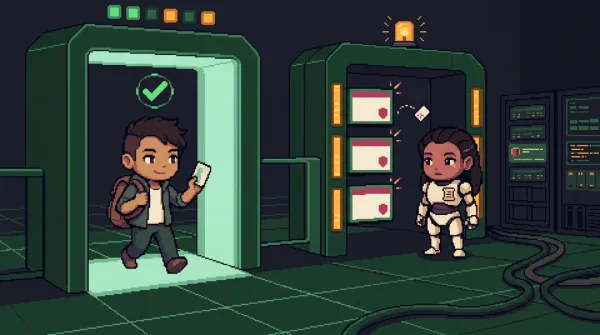 16비트 픽셀 아트: AI 에이전트와 CLI 설계를 다루는 레트로 게임 스타일 일러스트